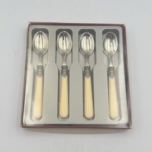 Vintage Inox 18/10 Italy Napoleon Ivory Demitasse Spoons Set Of 4 New
